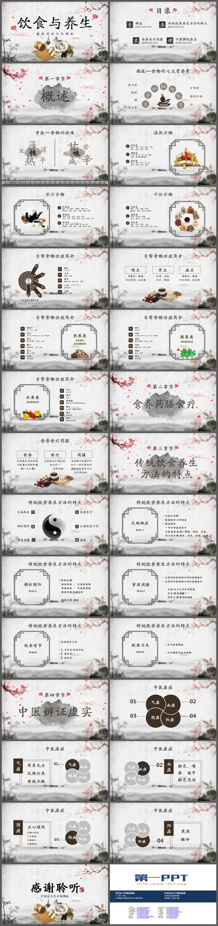 图片[2]-水墨古典风饮食与养生PPT模板免费下载-第一PPT