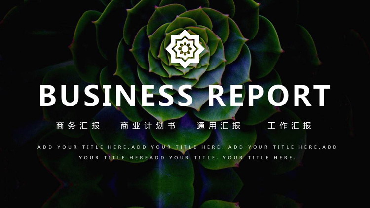 图片[1]-绿色多肉植物背景的商务汇报PPT模板-第一PPT
