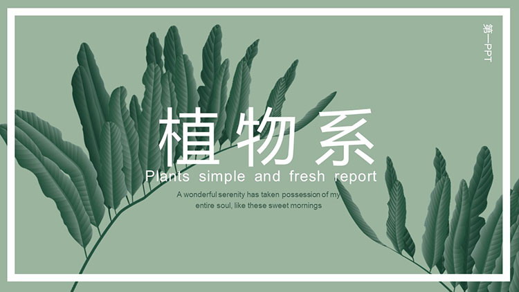 图片[1]-绿色清新植物叶子背景PPT模板免费下载-第一PPT