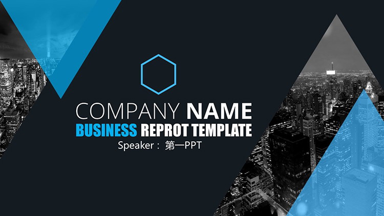 图片[1]-蓝黑配色的欧美商务PPT模板下载-第一PPT