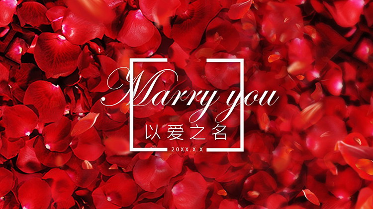 图片[1]-红色花瓣背景的浪漫婚礼相册PPT模板下载-第一PPT