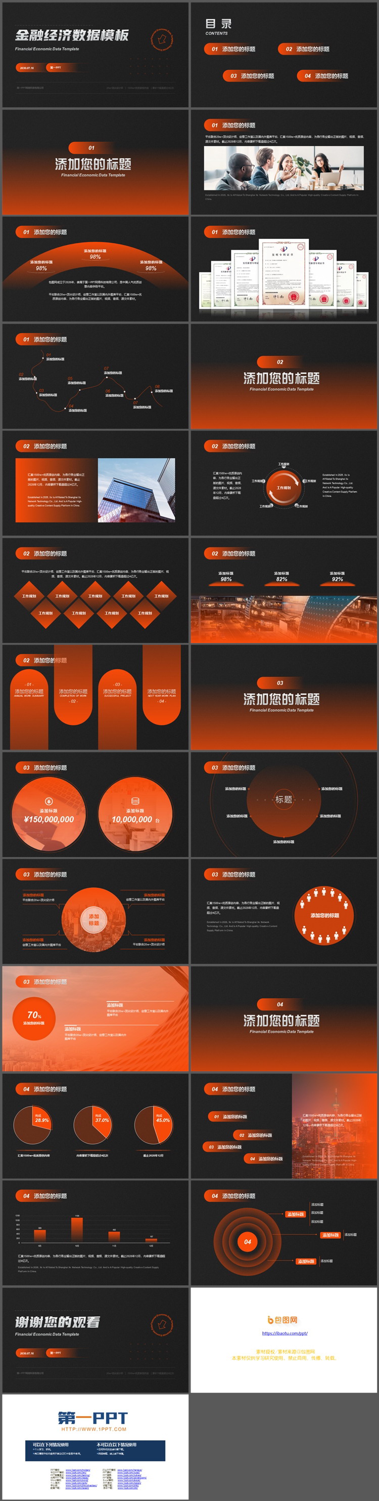 图片[2]-简约棕橙配色金融数据分析PPT模板下载-第一PPT