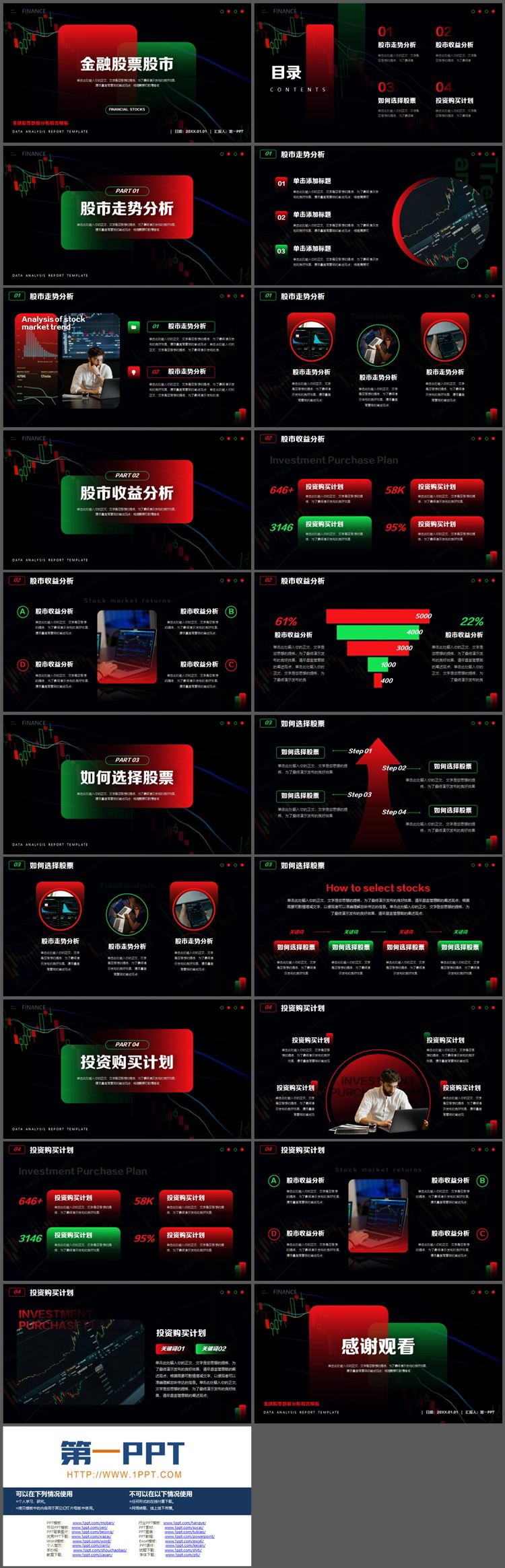 图片[2]-红绿配色的金融股票数据分析报告PPT模板-第一PPT