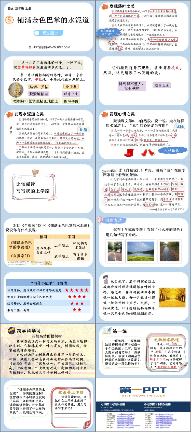 图片[2]-《铺满金色巴掌的水泥道》PPT课件下载(第2课时)-第一PPT