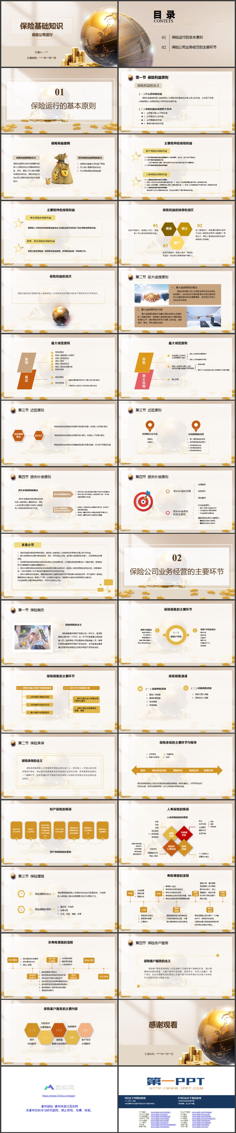 图片[2]-金色地球背景保险基础知识PPT模板-第一PPT
