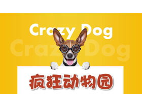 黄色小狗背景的疯狂动物园PPT模板-第一PPT