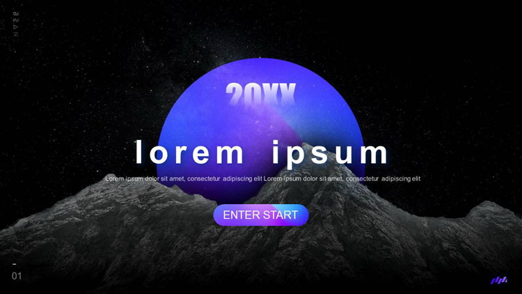 图片[1]-黑色星空月亮山峰背景的欧美商务汇报PPT模板-第一PPT