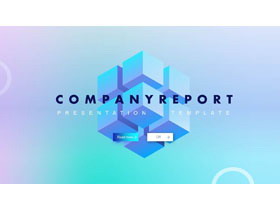 蓝紫渐变立体方块背景的欧美商务汇报PPT模板-第一PPT