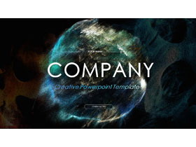 粒子星球背景的科幻风欧美商务汇报PPT模板-第一PPT