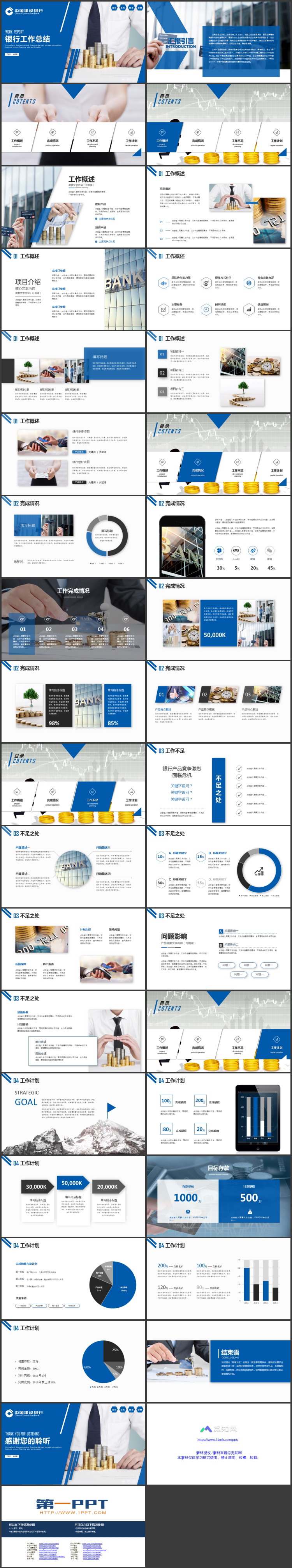 图片[2]-蓝色职场人士背景的银行工作总结PPT模板-第一PPT