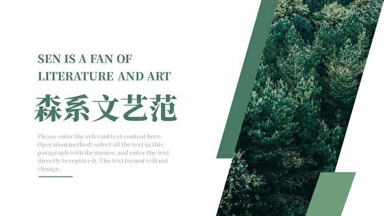 图片[1]-绿色森林背景的森系文艺范商务汇报PPT模板-第一PPT