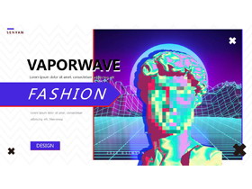 蓝色雕像背景的欧美时尚商务汇报PPT模板-第一PPT
