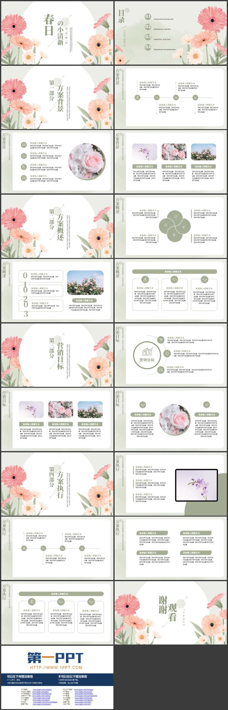 图片[2]-精美卡通花卉背景的“春日の小清新”活动策划PPT模板-第一PPT