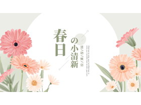 精美卡通花卉背景的“春日の小清新”活动策划PPT模板-第一PPT