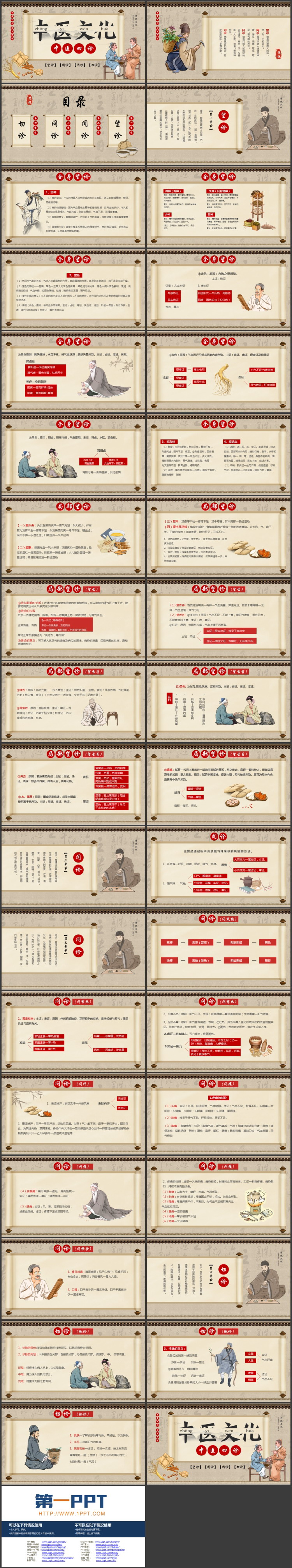 图片[2]-古典中国风背景的中医四诊中医文化宣传PPT模板-第一PPT
