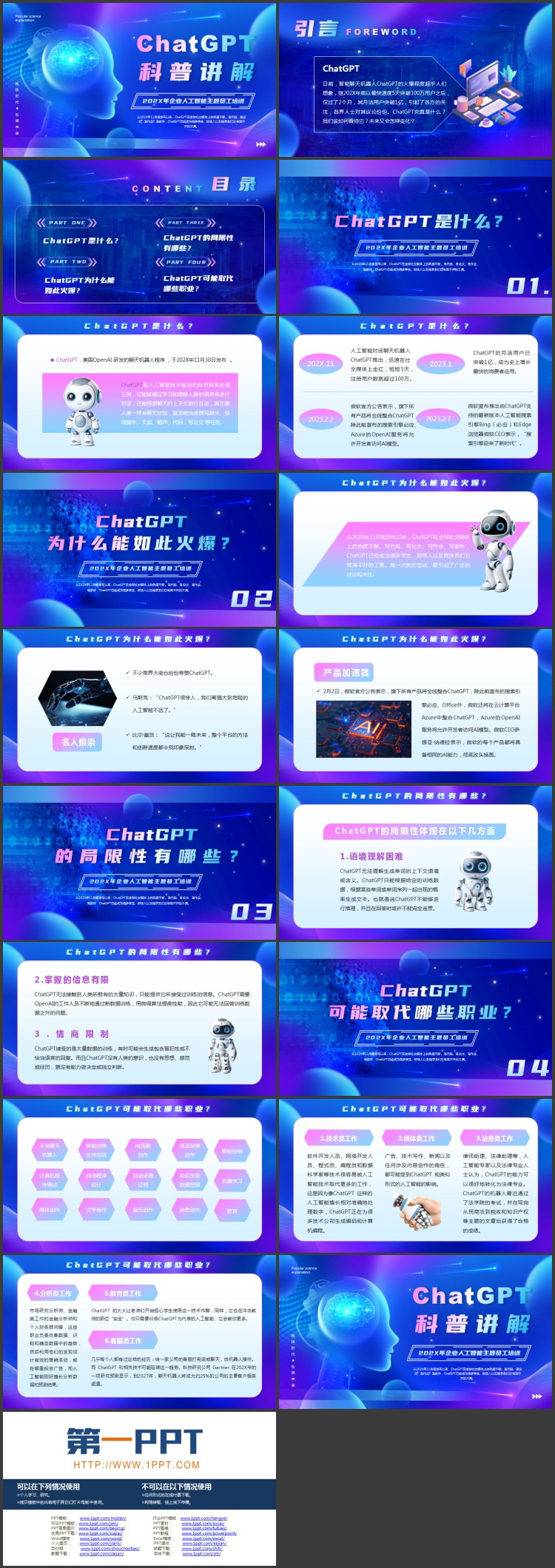 图片[2]-蓝紫配色科技风ChatGPT科普讲解企业人工智能主题员工培训PPT模板-第一PPT