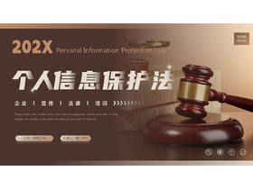 褐色法槌背景的个人信息保护法宣传介绍PPT模板-第一PPT
