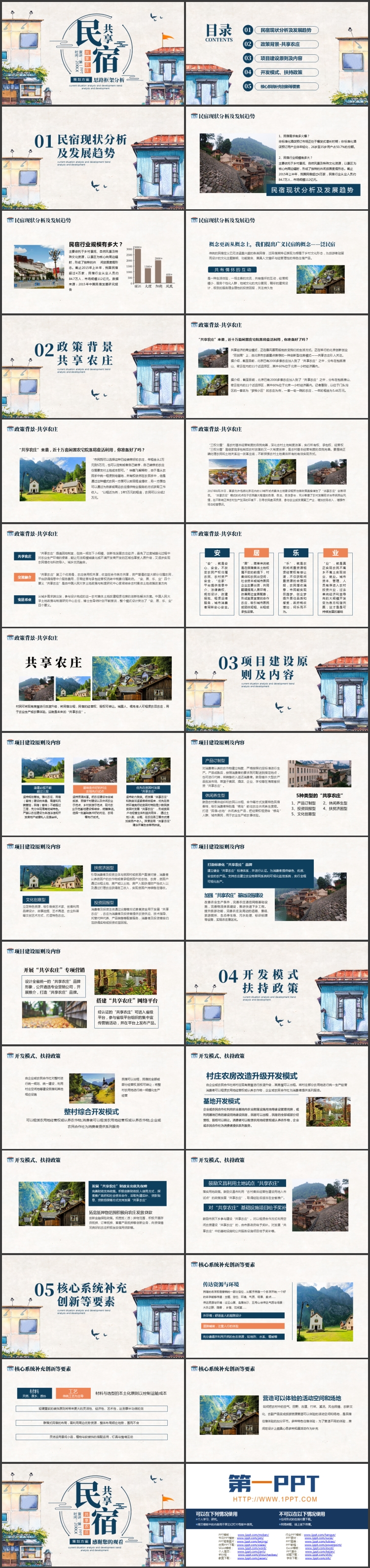 图片[2]-蓝色精美卡通风格的共享民宿策划方案PPT模板-第一PPT