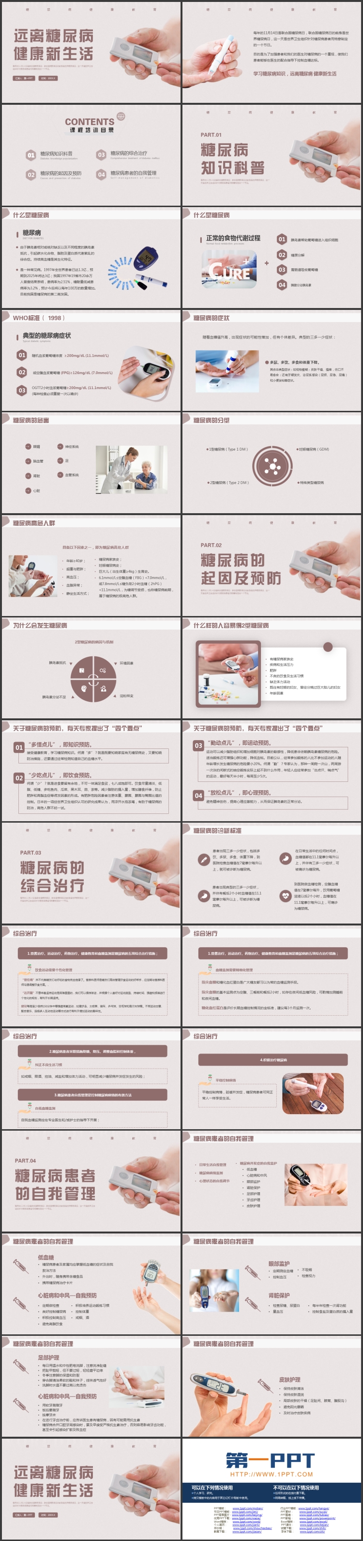 图片[2]-褐色“远离糖尿病健康新生活”糖尿病健康教育PPT模板-第一PPT