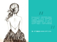 清新女孩背景艺术PPT模板-第一PPT