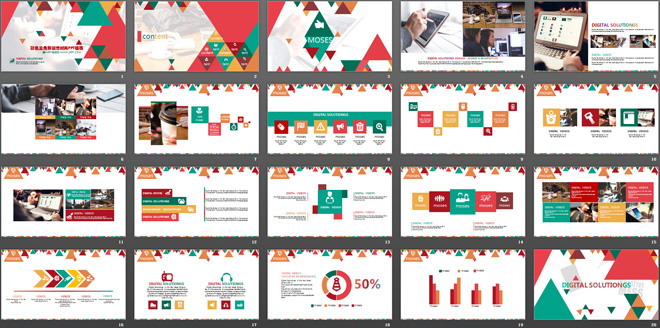 图片[2]-彩色三角形创意时尚PPT模板-第一PPT