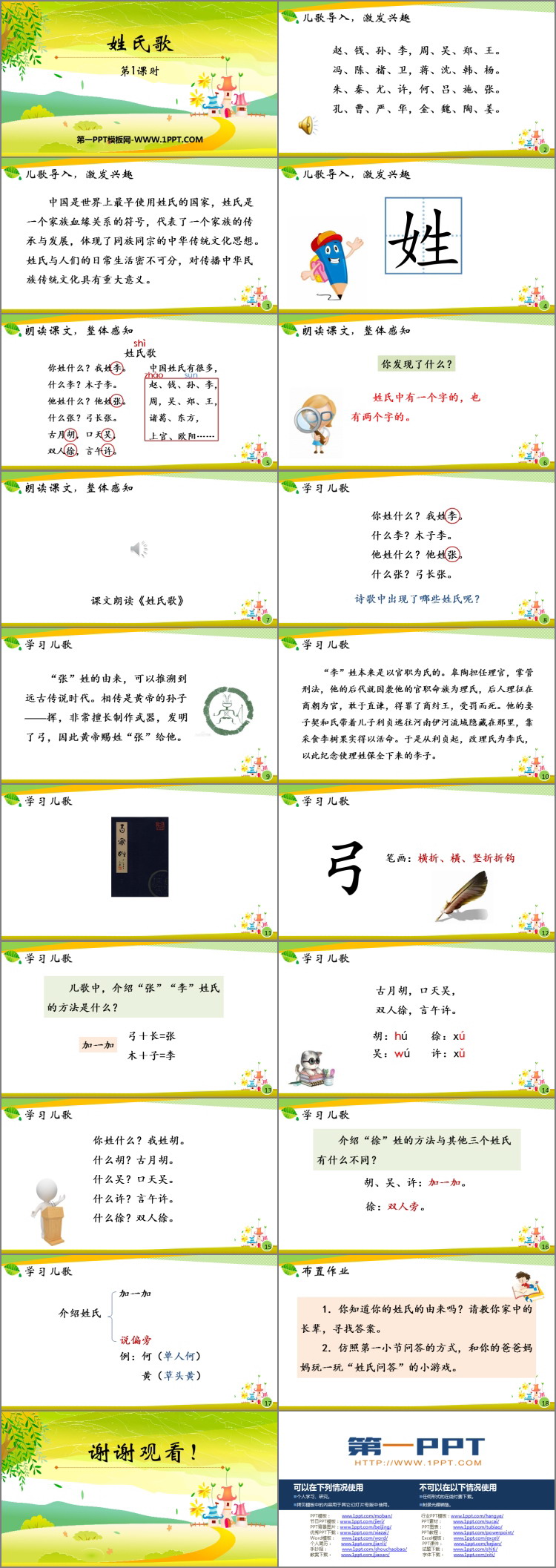 图片[2]-《姓氏歌》PPT课件下载(第1课时)-第一PPT