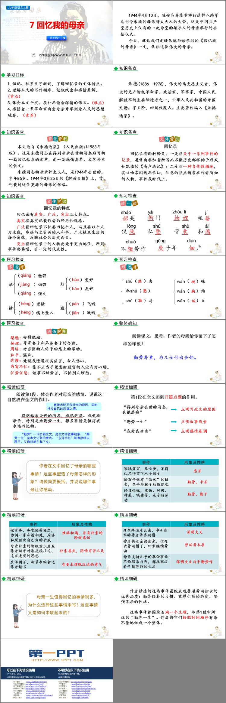 图片[2]-《回忆我的母亲》PPT免费课件(第1课时)-第一PPT