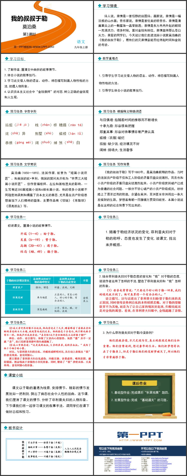 图片[2]-《我的叔叔于勒》PPT教学课件下载(第1课时)-第一PPT