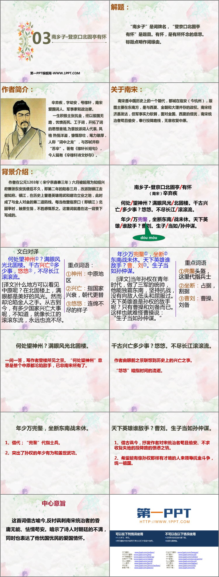 图片[2]-《南乡子·登京口北固亭有怀》PPT优秀课件-第一PPT