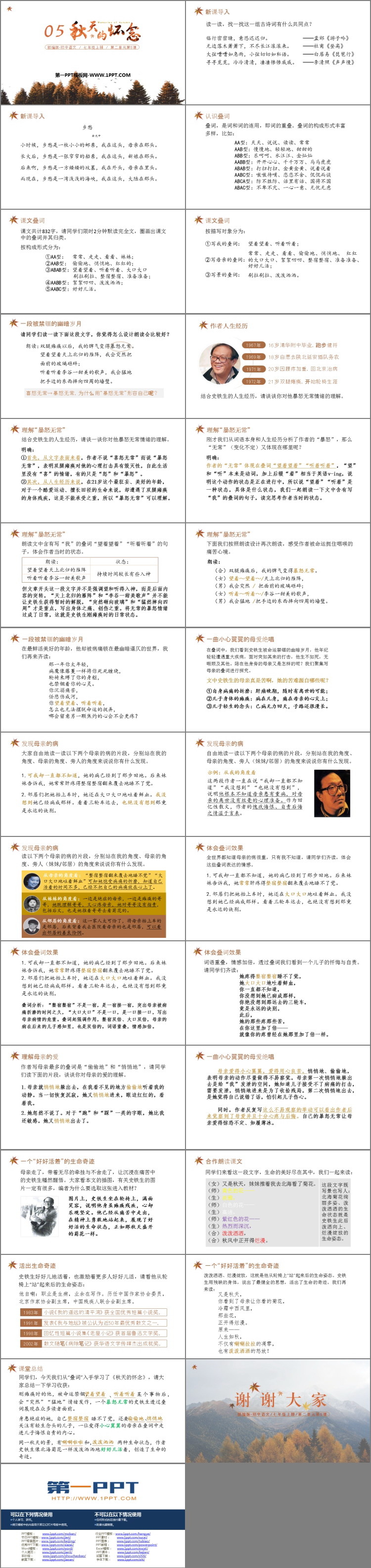 图片[2]-《秋天的怀念》PPT免费教学课件-第一PPT