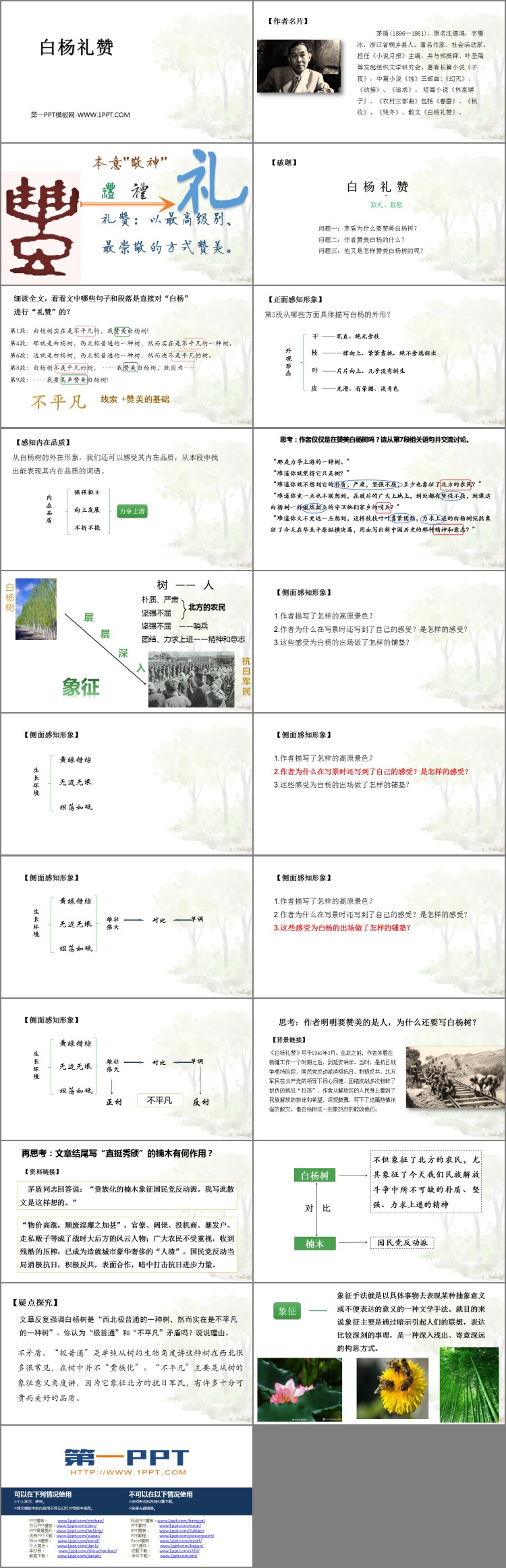 图片[2]-《白杨礼赞》PPT免费教学课件-第一PPT