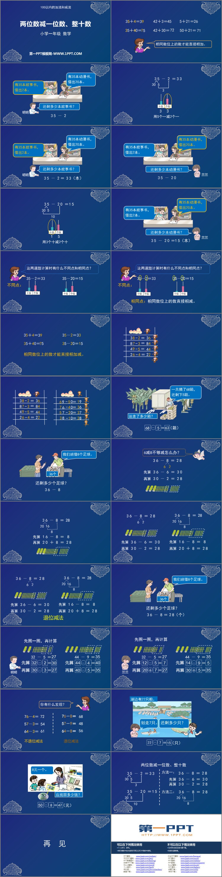 图片[2]-《两位数减一位数、整十数》100以内的加法和减法PPT免费课件-第一PPT