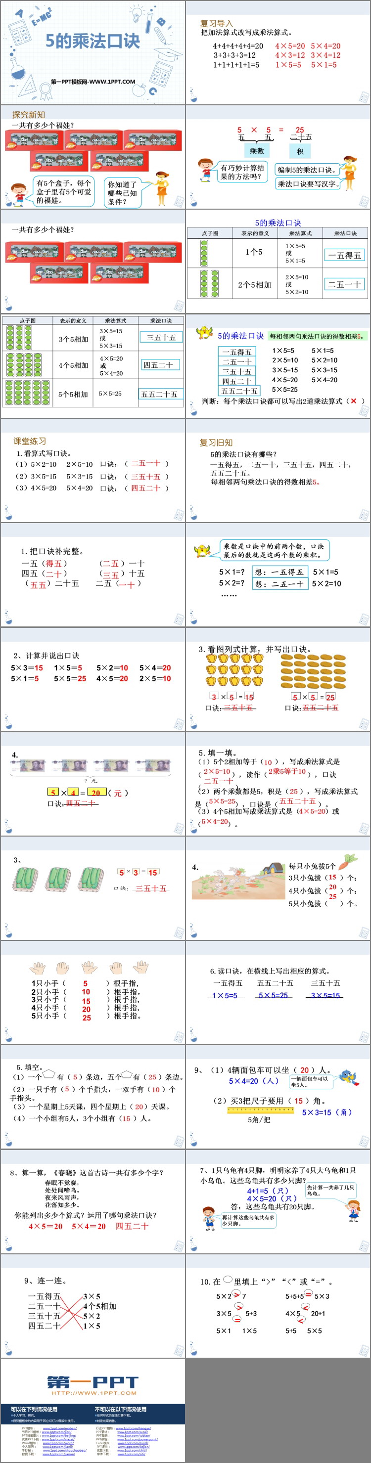 图片[2]-《5的乘法口诀》表内乘法PPT免费下载-第一PPT