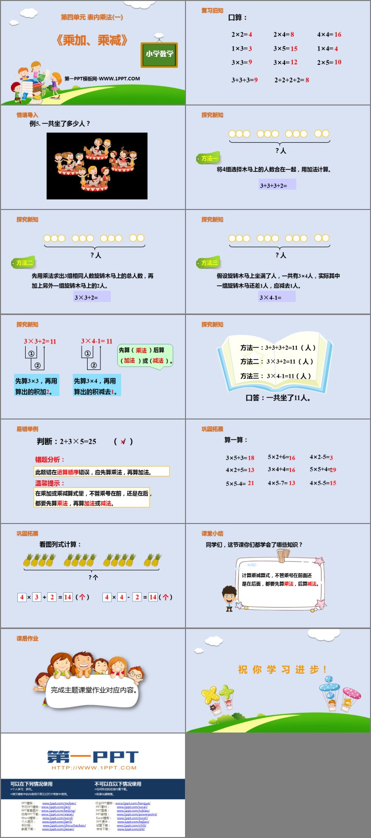 图片[2]-《乘加 乘减》表内乘法PPT课件下载-第一PPT