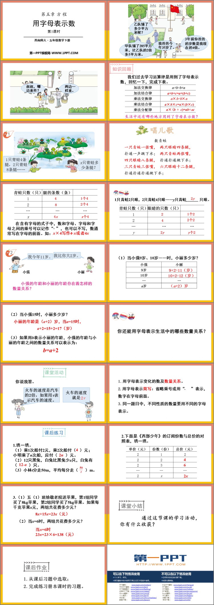 图片[2]-《用字母表示数》方程PPT课件下载(第1课时)-第一PPT