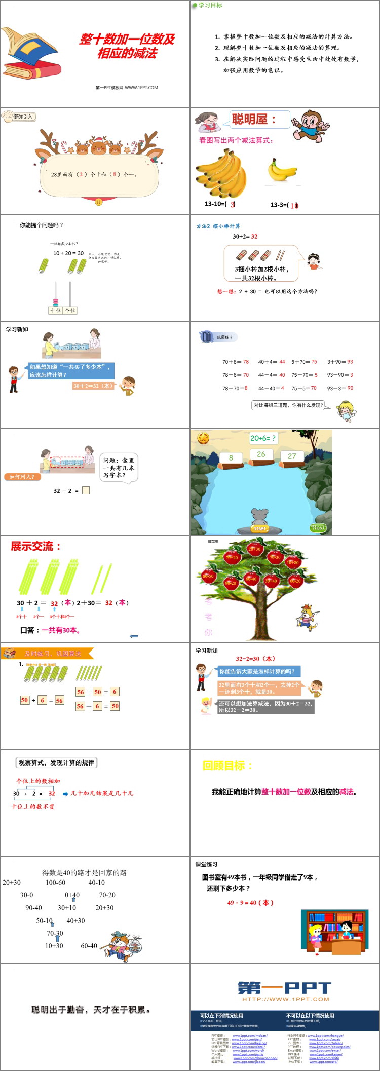 图片[2]-整十数加一位数及相应的减法-第一PPT
