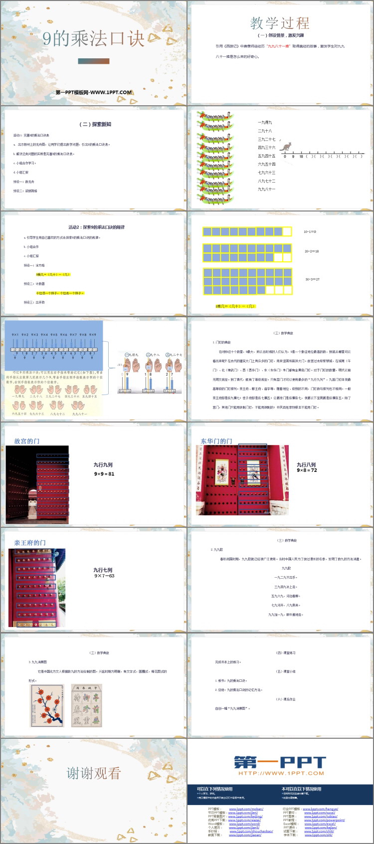图片[2]-《9的乘法口诀》表内乘法PPT免费下载-第一PPT