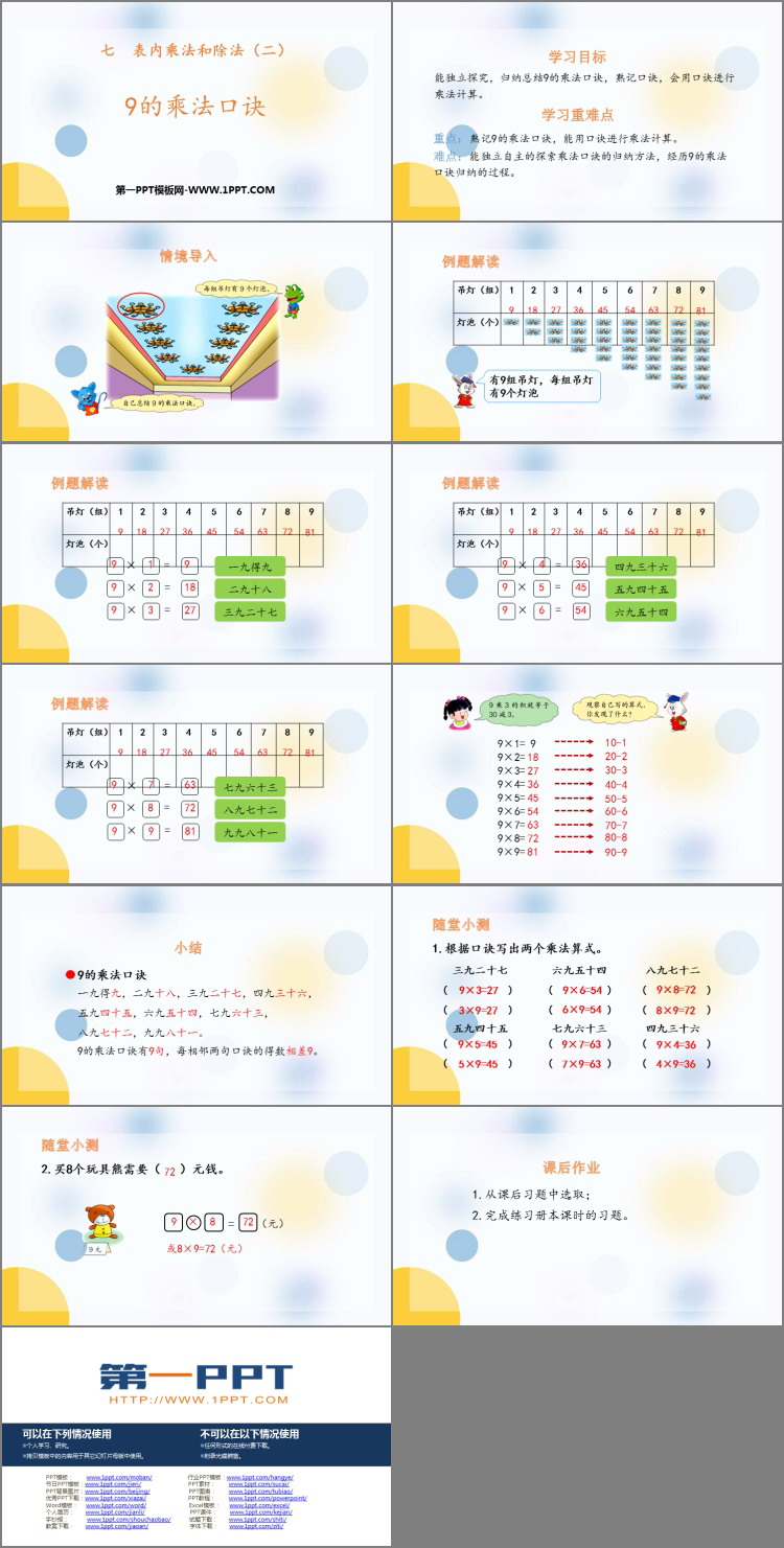 图片[2]-《9的乘法口诀》表内乘法和除法PPT免费课件下载-第一PPT