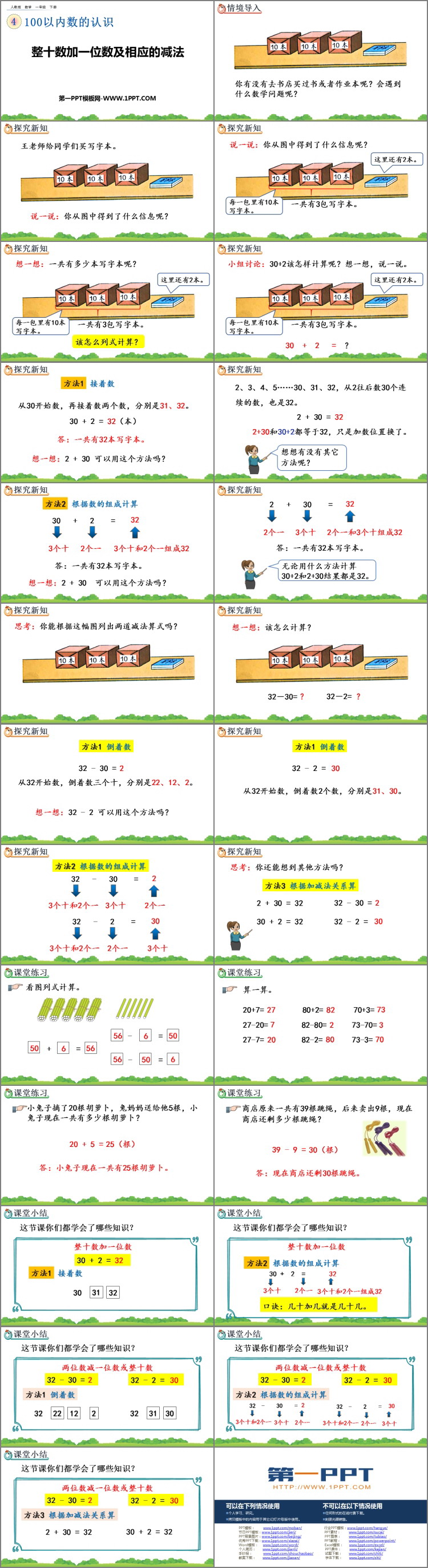 图片[2]-《整十数加一位数及相应的减法》PPT教学课件下载-第一PPT