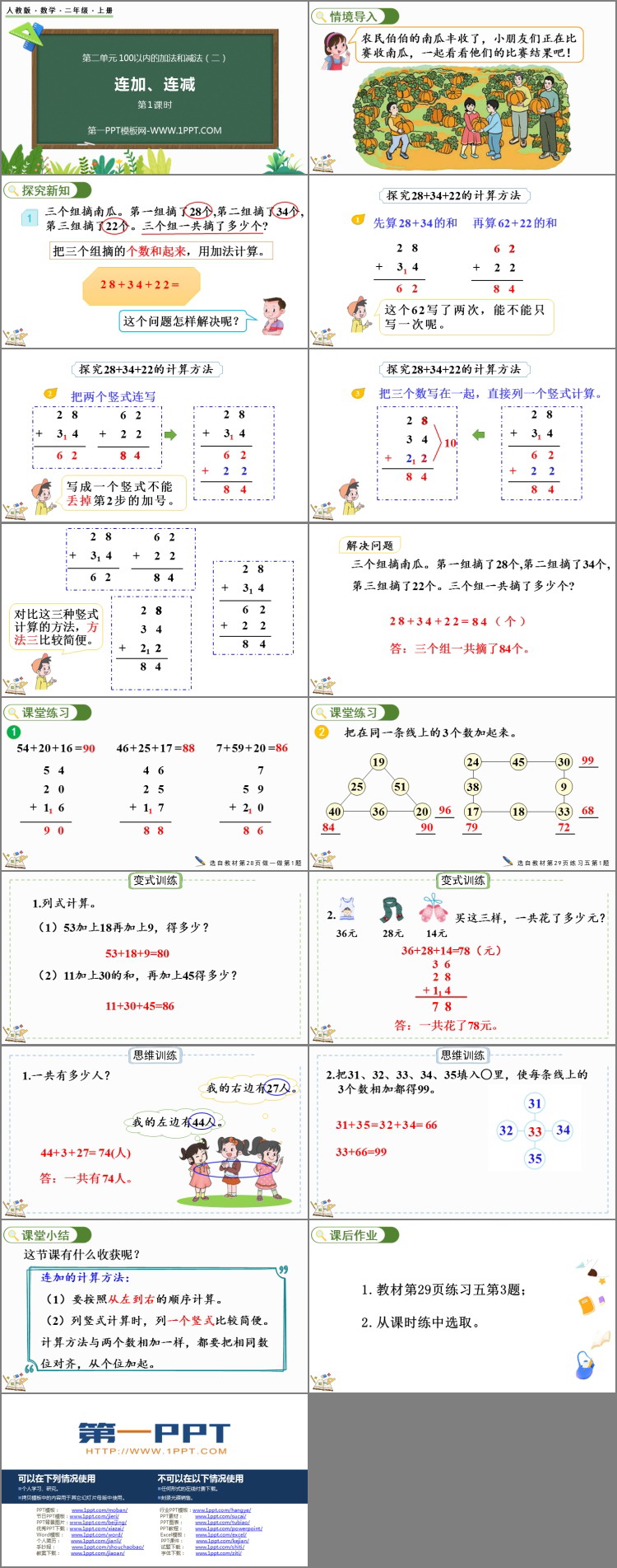 图片[2]-《连加连减》100以内的加法和减法PPT课件(第1课时)-第一PPT