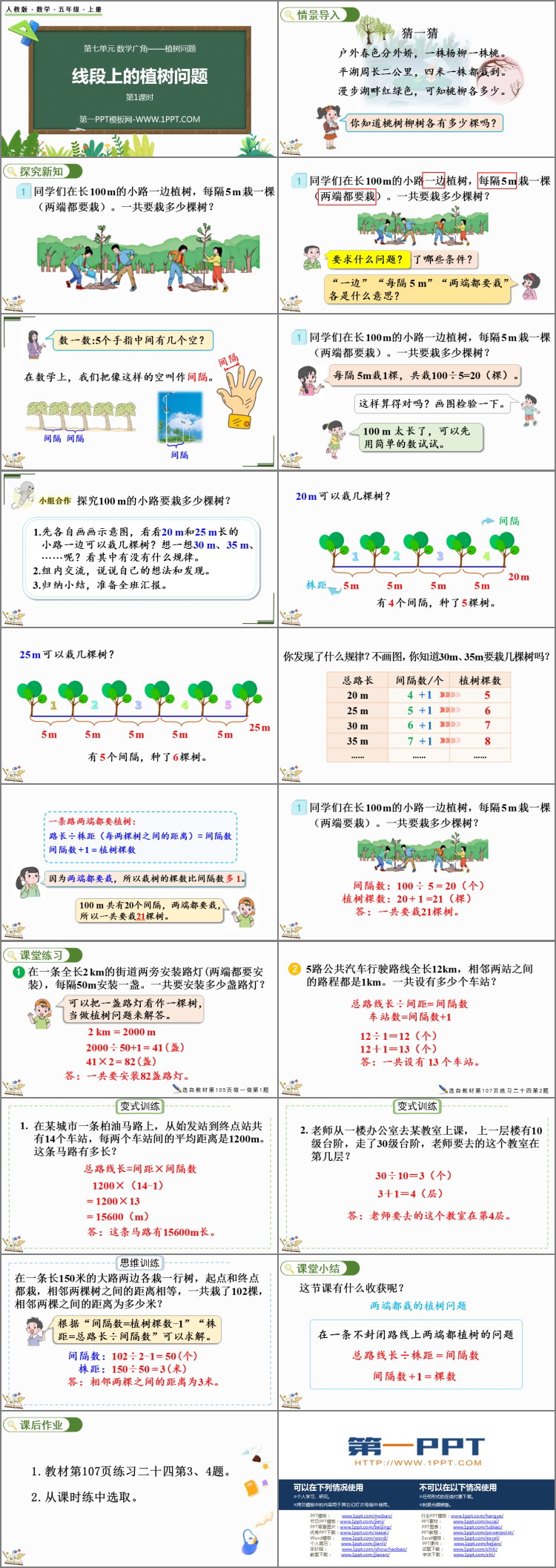 图片[2]-《线段上的植树问题》数学广角PPT课件(第1课时)-第一PPT
