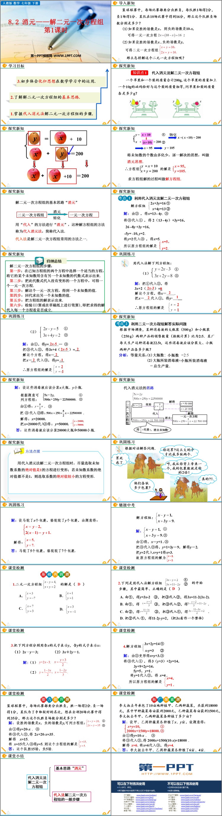 图片[2]-《消元—解二元一次方程组》二元一次方程组PPT课件下载(第1课时)-第一PPT