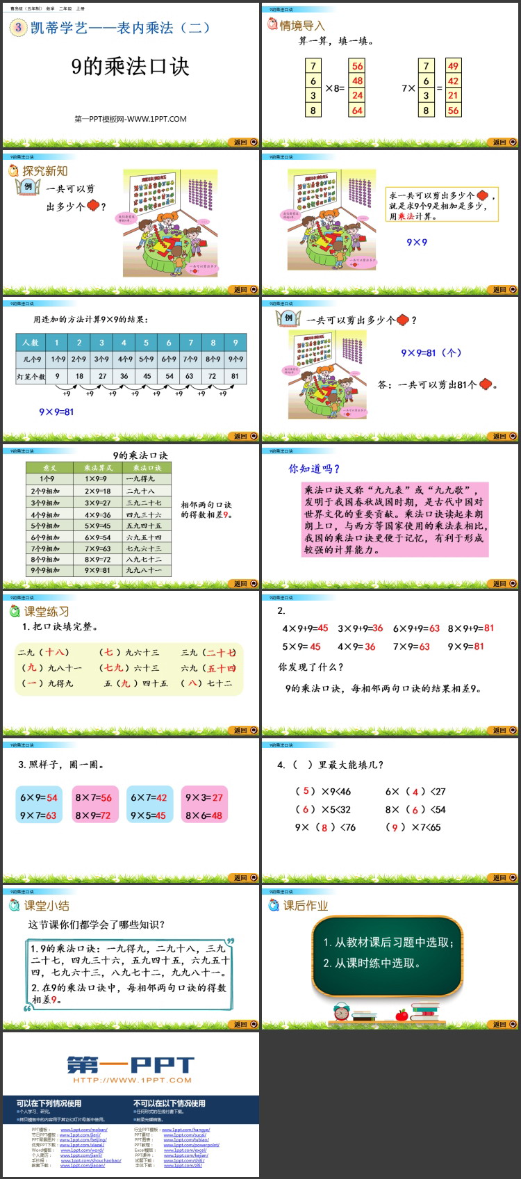 图片[2]-《9的乘法口诀》表内乘法PPT教学课件下载-第一PPT