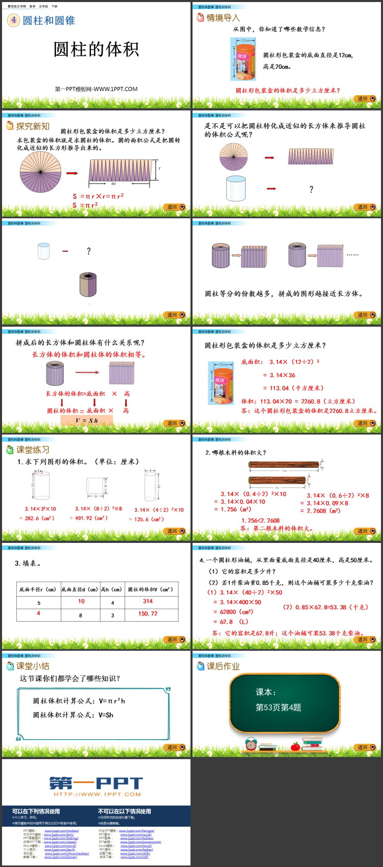 图片[2]-《圆柱的体积》圆柱和圆锥PPT教学课件下载-第一PPT