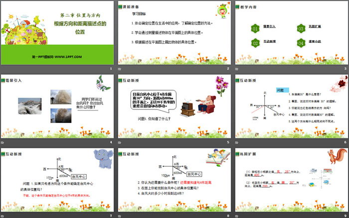 图片[2]-《根据方向和距离描述点的位置》位置与方向PPT-第一PPT