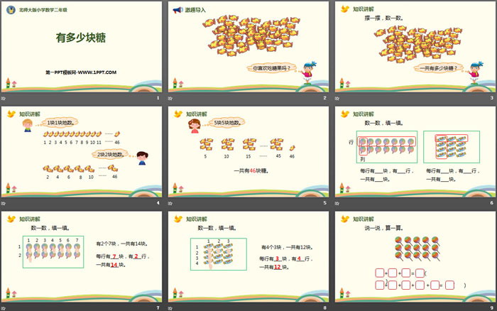 图片[2]-《有多少块糖》数一数与乘法PPT下载-第一PPT