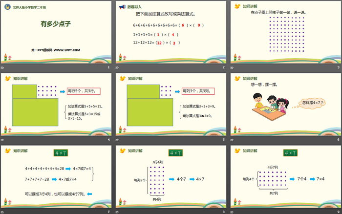 图片[2]-《有多少点子》数一数与乘法PPT下载-第一PPT