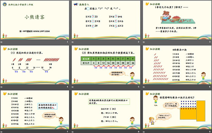 图片[2]-《小熊请客》2~5的乘法口诀PPT下载-第一PPT