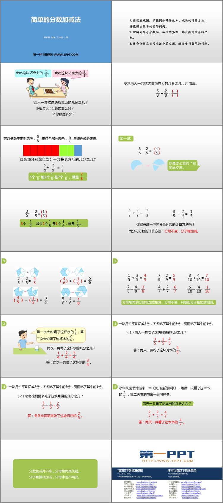 图片[2]-《简单的分数加减法》分数的初步认识PPT教学课件-第一PPT