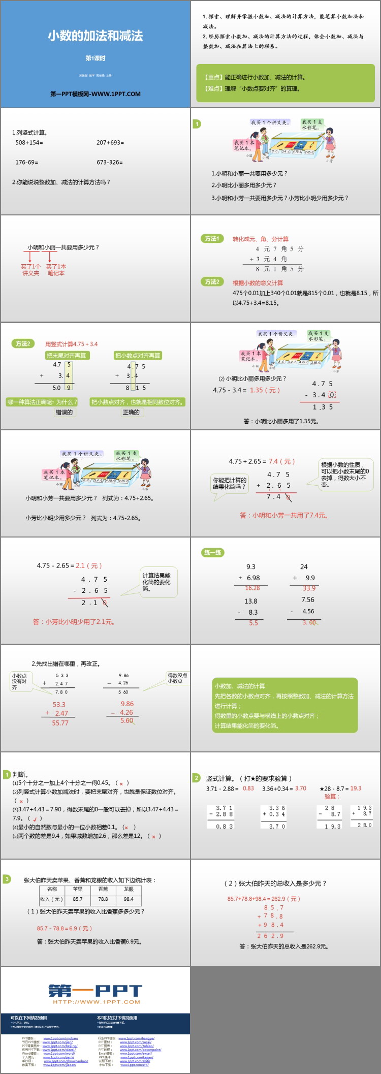图片[2]-《小数的加法和减法》PPT免费课件(第1课时)-第一PPT